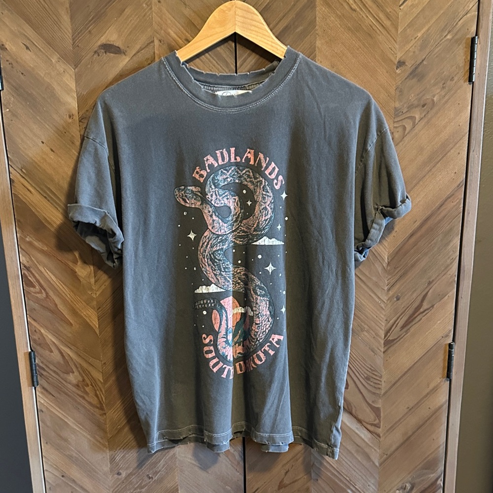 Gray Graphic T-Shirt with Snake Design